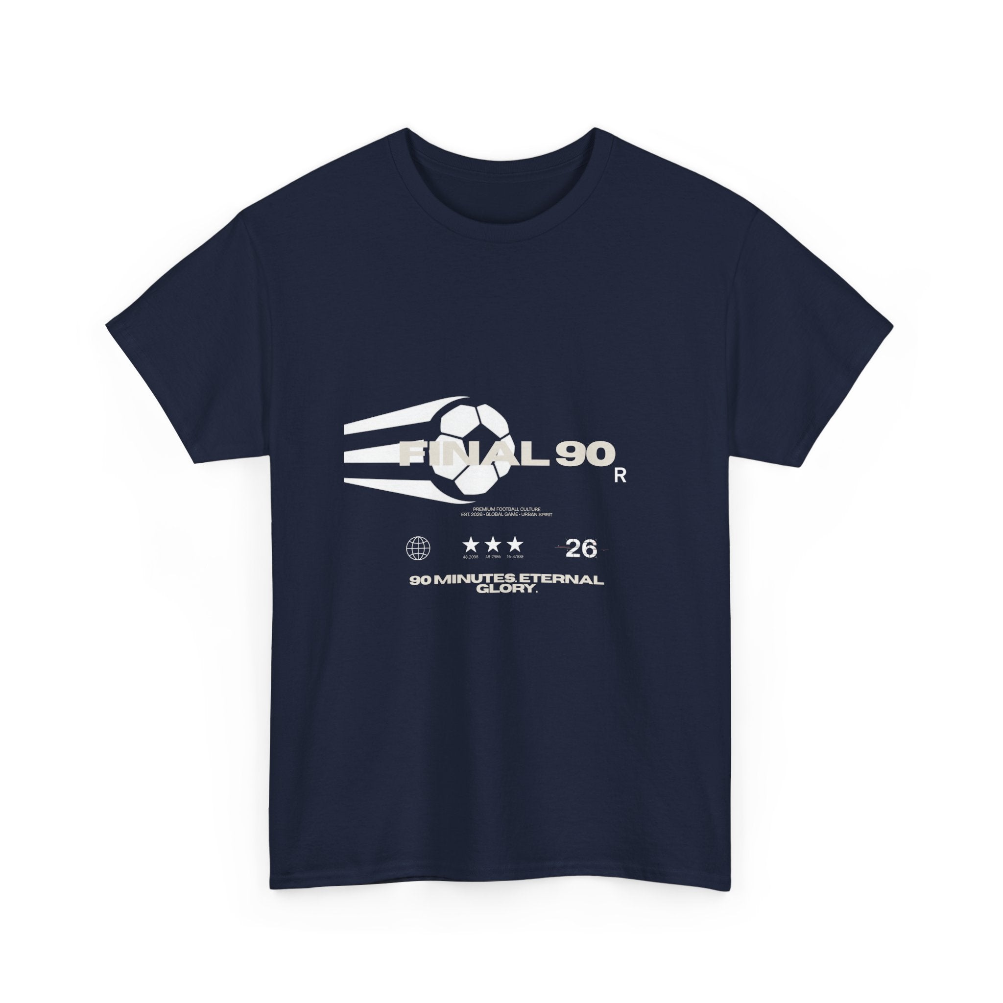 Final 90 Minimalist White Tee — Subtle Center Logo T‑Shirt