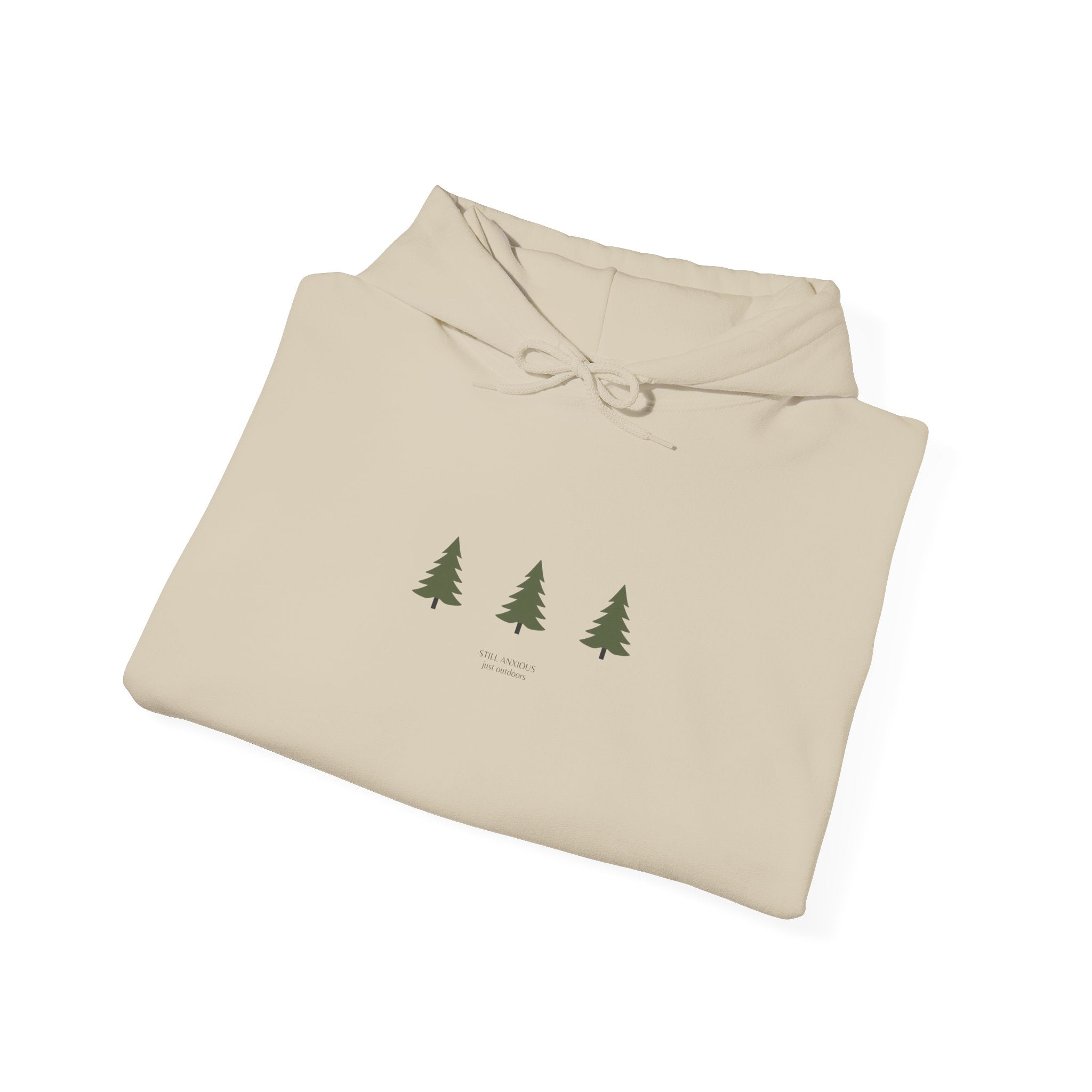 Minimal Three Pine Trees Hoodie — Simple Forest Graphic Sweatshirt