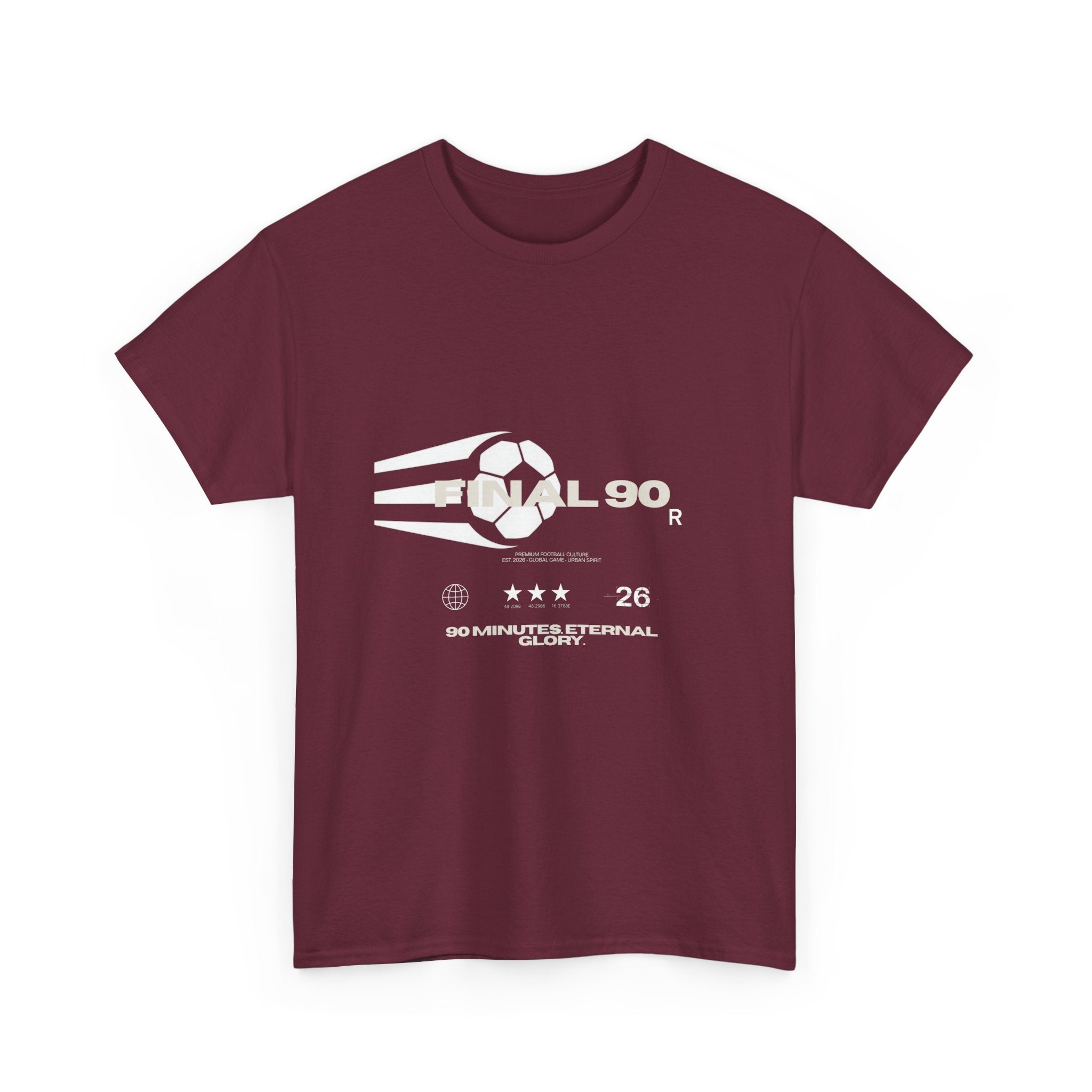 Final 90 Minimalist White Tee — Subtle Center Logo T‑Shirt