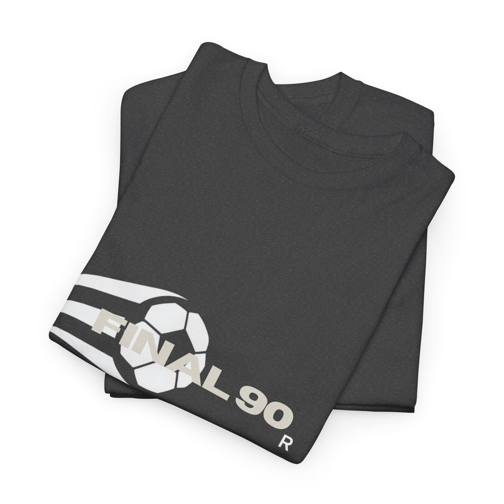 Final 90 Minimalist White Tee — Subtle Center Logo T‑Shirt
