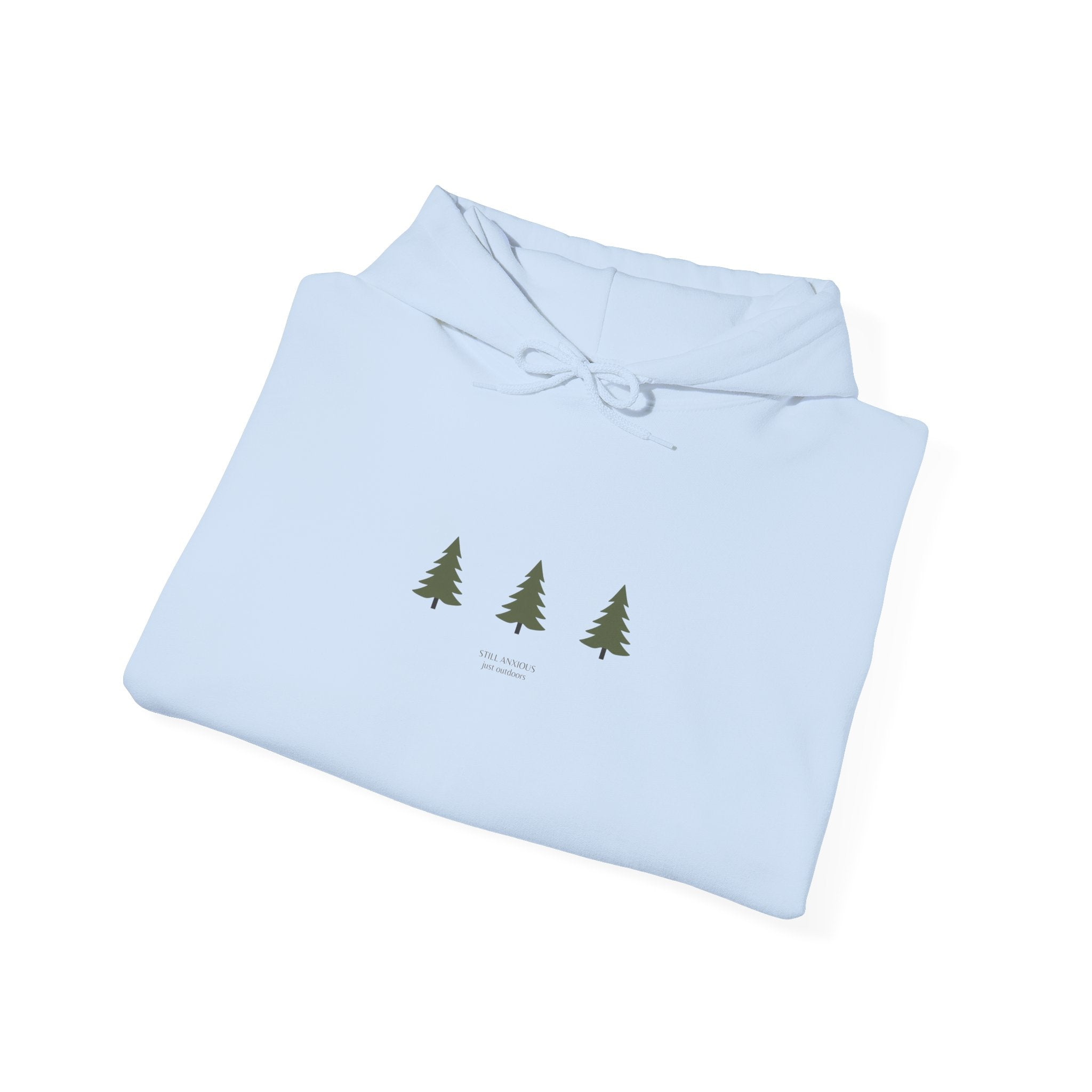 Minimal Three Pine Trees Hoodie — Simple Forest Graphic Sweatshirt
