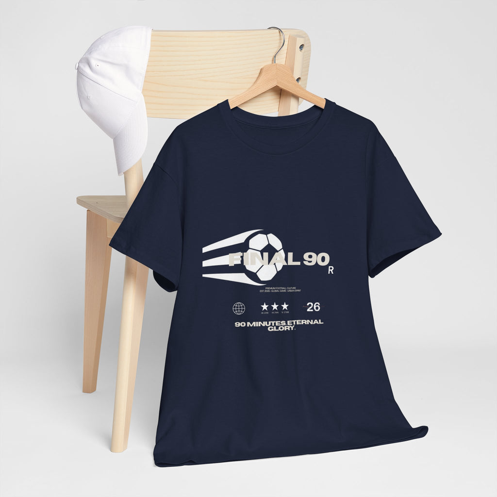 Final 90 Minimalist White Tee — Subtle Center Logo T‑Shirt