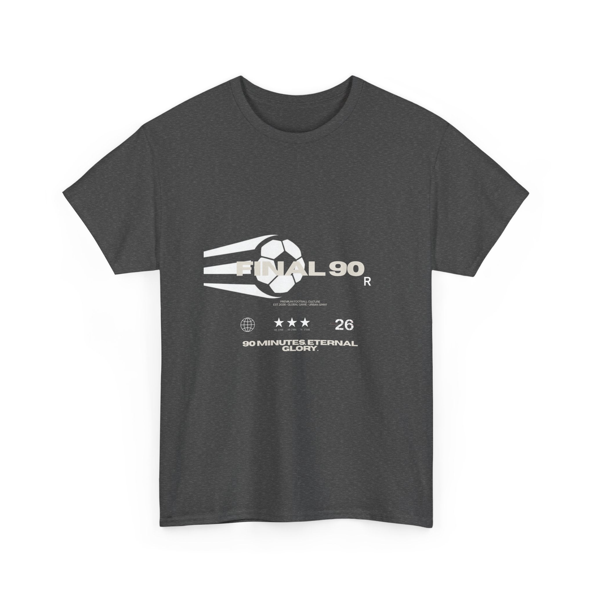 Final 90 Minimalist White Tee — Subtle Center Logo T‑Shirt
