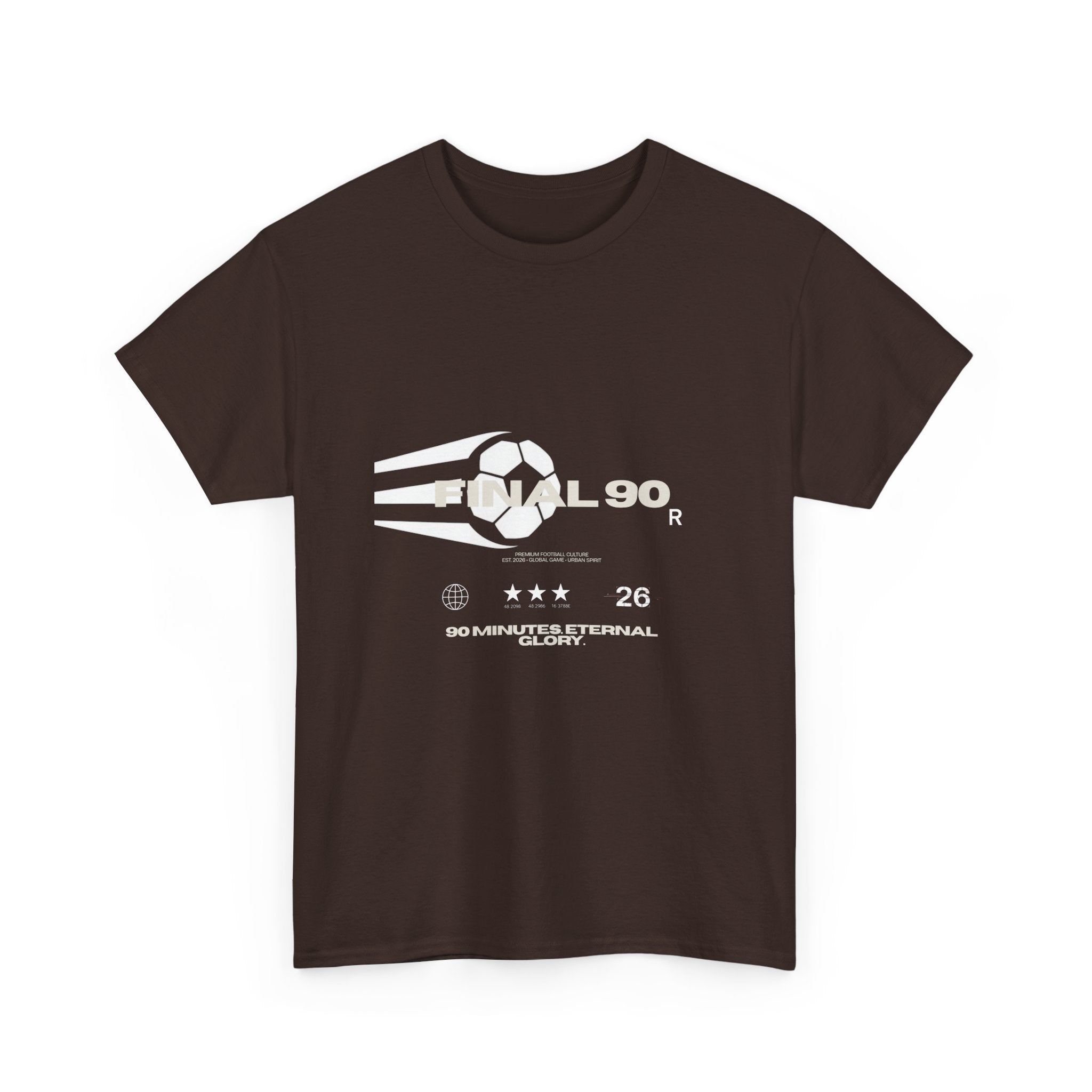 Final 90 Minimalist White Tee — Subtle Center Logo T‑Shirt