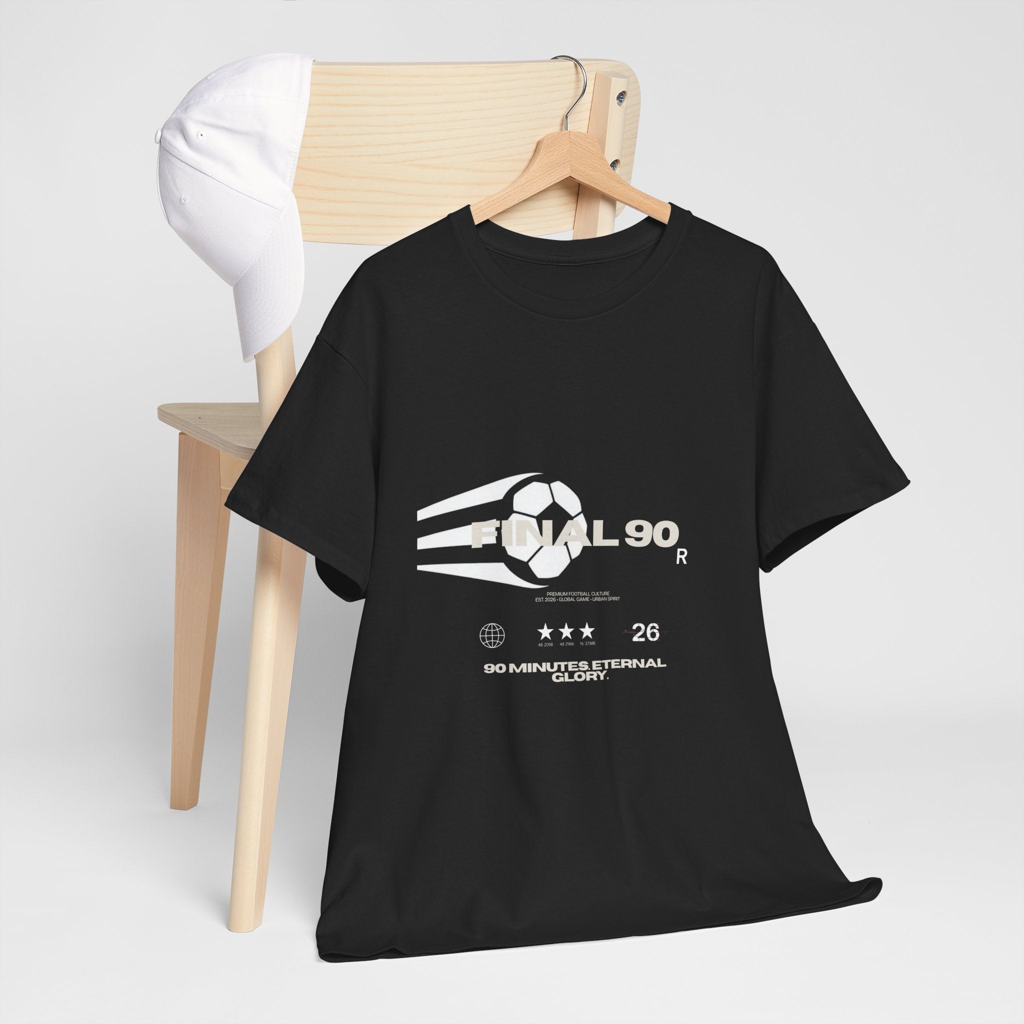Final 90 Minimalist White Tee — Subtle Center Logo T‑Shirt