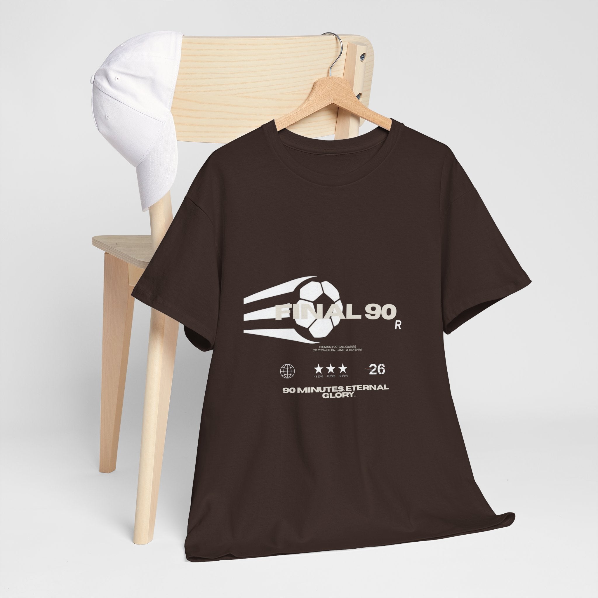 Final 90 Minimalist White Tee — Subtle Center Logo T‑Shirt