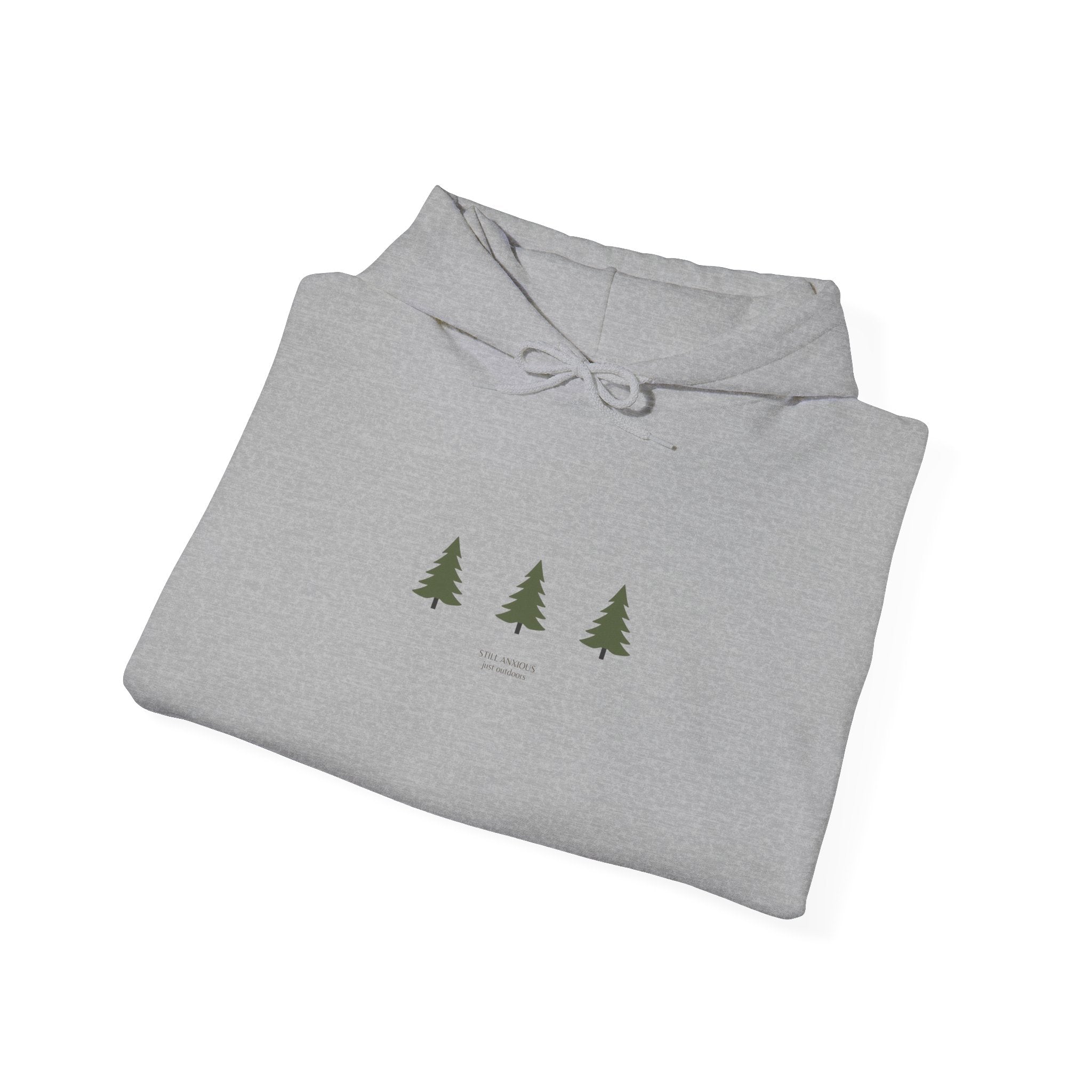 Minimal Three Pine Trees Hoodie — Simple Forest Graphic Sweatshirt