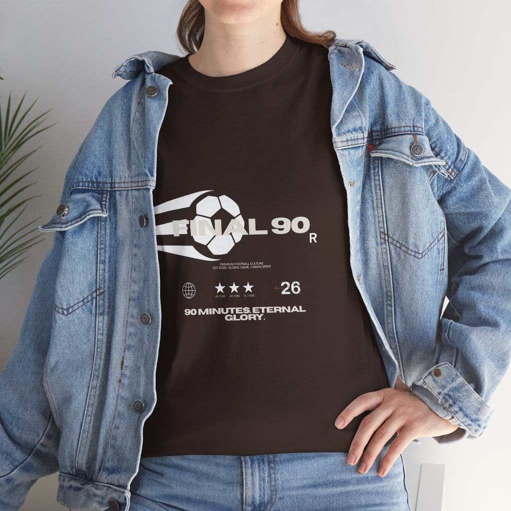 Final 90 Minimalist White Tee — Subtle Center Logo T‑Shirt