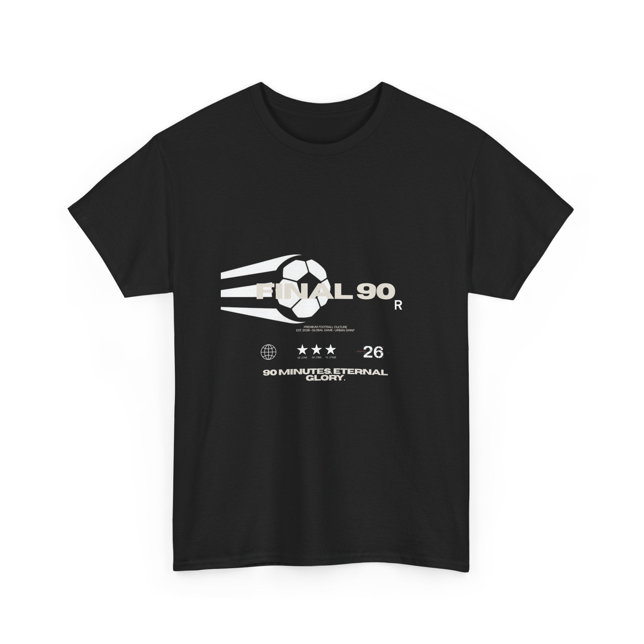Final 90 Minimalist White Tee — Subtle Center Logo T‑Shirt
